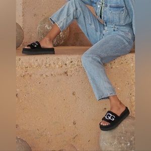 UGG Laton Fur Slide. Size 8. Black. NWT!! #337